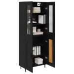 vidaXL Highboard Čierny dub 69,5 x 34 x 180 cm Kompozitné drevo – Obrázok 3