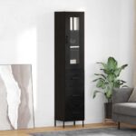 vidaXL Highboard Čierny dub 34,5 x 34 x 180 cm Kompozitné drevo