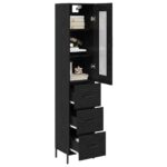 vidaXL Highboard Čierny dub 34,5 x 34 x 180 cm Kompozitné drevo – Obrázok 3