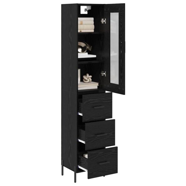 vidaXL Highboard Čierny dub 34,5 x 34 x 180 cm Kompozitné drevo – Obrázok 3