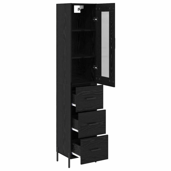 vidaXL Highboard Čierny dub 34,5 x 34 x 180 cm Kompozitné drevo – Obrázok 5