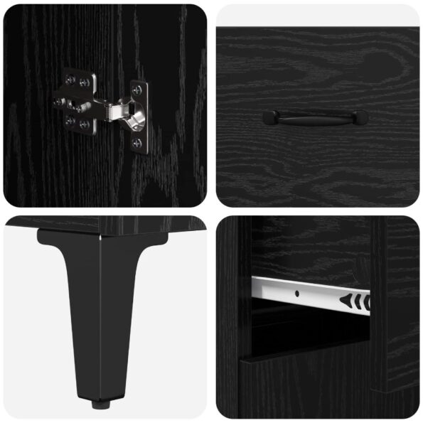 vidaXL Highboard Čierny dub 69,5 x 34 x 180 cm Kompozitné drevo – Obrázok 11