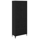 vidaXL Highboard Čierny dub 69,5 x 34 x 180 cm Kompozitné drevo – Obrázok 2