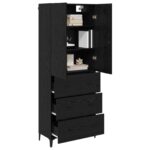 vidaXL Highboard Čierny dub 69,5 x 34 x 180 cm Kompozitné drevo – Obrázok 3