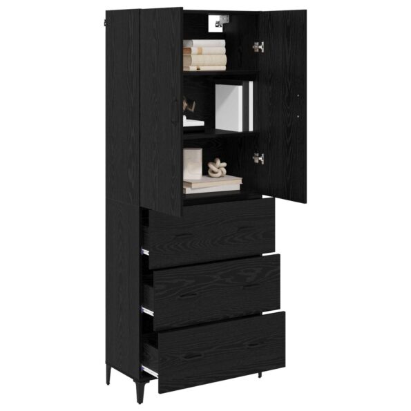 vidaXL Highboard Čierny dub 69,5 x 34 x 180 cm Kompozitné drevo – Obrázok 3
