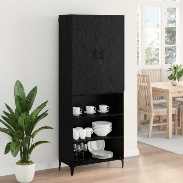 vidaXL Highboard Čierny dub 69,5 x 34 x 180 cm Kompozitné drevo – Obrázok 4