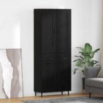 vidaXL Highboard so zásuvkou 2 pcs Čierny dub Kompozitné drevo