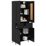 vidaXL Highboard so zásuvkou 2 pcs Čierny dub Kompozitné drevo – Obrázok 3