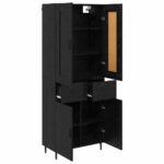 vidaXL Highboard so zásuvkou 2 pcs Čierny dub Kompozitné drevo – Obrázok 5