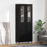 vidaXL Highboard so zásuvkou 2 pcs Čierny dub Kompozitné drevo