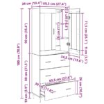 vidaXL Highboard so zásuvkou 2 pcs Čierny dub Kompozitné drevo – Obrázok 12