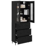 vidaXL Highboard so zásuvkou 2 pcs Čierny dub Kompozitné drevo – Obrázok 3
