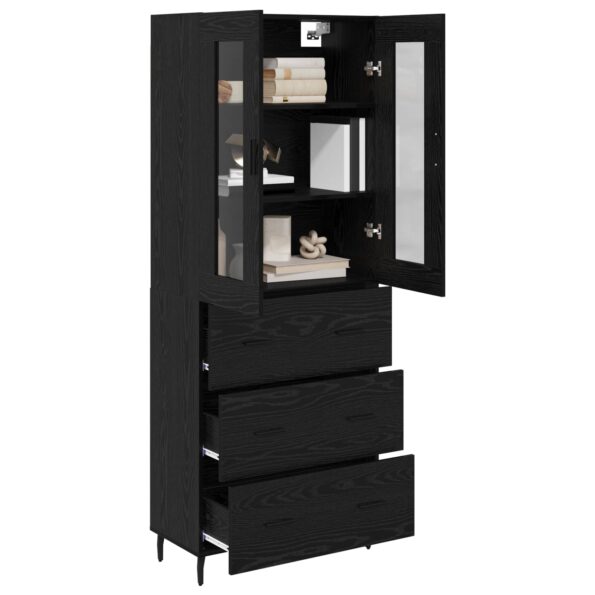 vidaXL Highboard so zásuvkou 2 pcs Čierny dub Kompozitné drevo – Obrázok 3