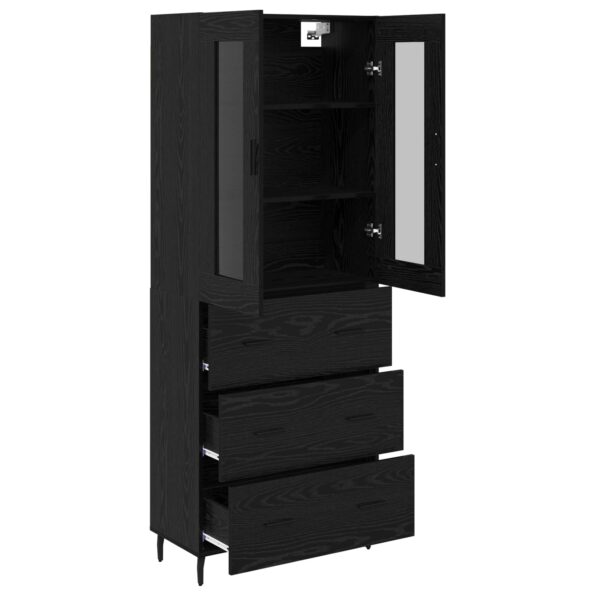 vidaXL Highboard so zásuvkou 2 pcs Čierny dub Kompozitné drevo – Obrázok 5
