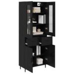 vidaXL Highboard so zásuvkou 2 pcs Čierny dub Kompozitné drevo – Obrázok 3