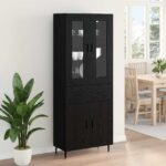 vidaXL Highboard so zásuvkou 2 pcs Čierny dub Kompozitné drevo – Obrázok 4
