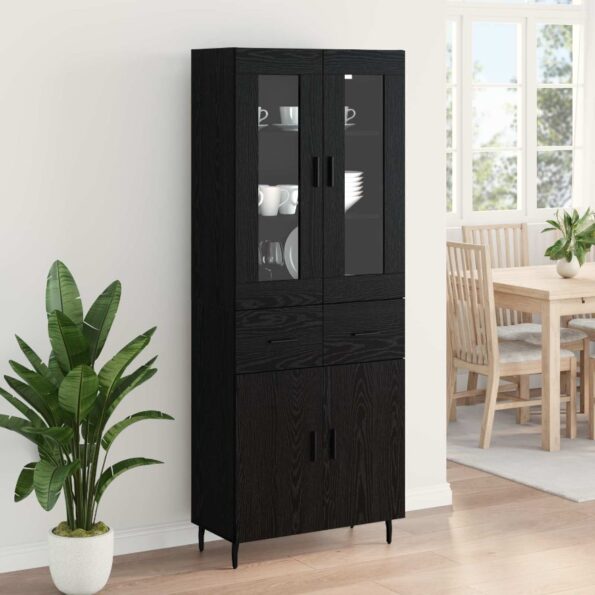 vidaXL Highboard so zásuvkou 2 pcs Čierny dub Kompozitné drevo – Obrázok 4