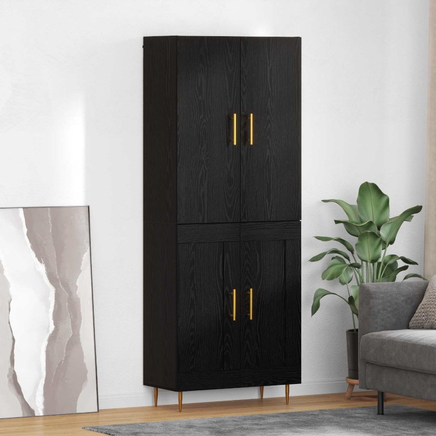 3416254_1.jpg vidaXL Highboard Čierny dub 69,5 x 34 x 180 cm Kompozitné drevo – Obrázok 1