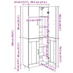 vidaXL Highboard Čierny dub 69,5 x 34 x 180 cm Kompozitné drevo – Obrázok 13