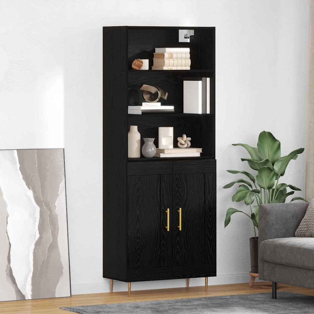 3416262_1.jpg vidaXL Highboard Čierny dub 69,5 x 34 x 180 cm Kompozitné drevo – Obrázok 1