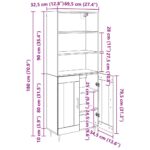 vidaXL Highboard Čierny dub 69,5 x 34 x 180 cm Kompozitné drevo – Obrázok 13