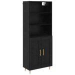 vidaXL Highboard Čierny dub 69,5 x 34 x 180 cm Kompozitné drevo – Obrázok 2