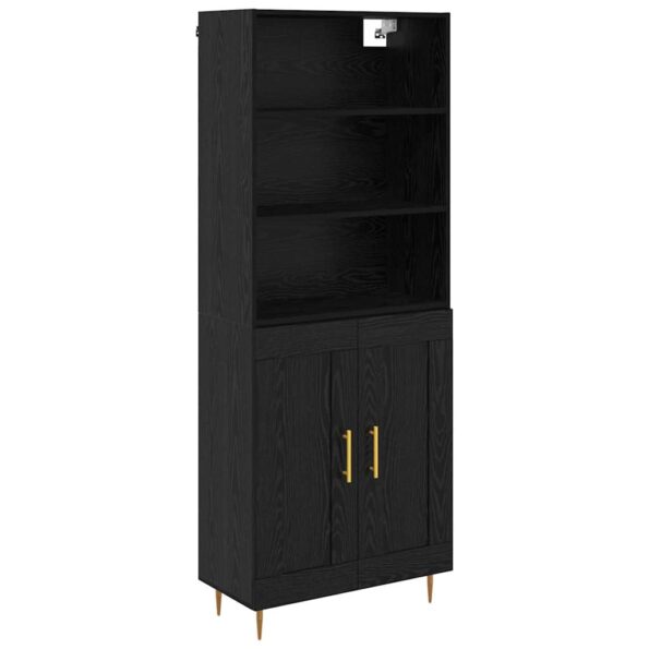 vidaXL Highboard Čierny dub 69,5 x 34 x 180 cm Kompozitné drevo – Obrázok 2