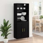 vidaXL Highboard Čierny dub 69,5 x 34 x 180 cm Kompozitné drevo – Obrázok 4