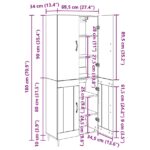 vidaXL Highboard Čierny dub 69,5 x 34 x 180 cm Kompozitné drevo – Obrázok 13