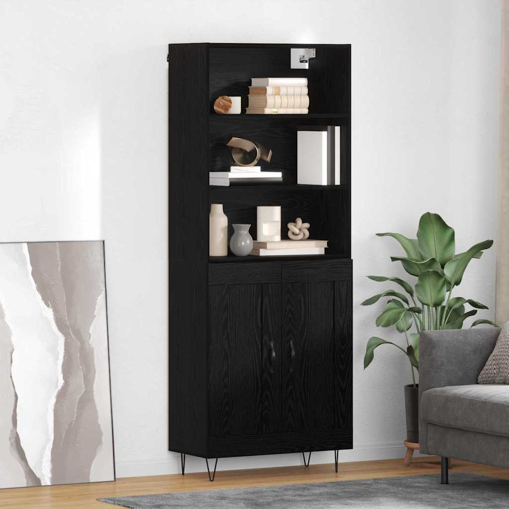 3416273_1.jpg vidaXL Highboard Nástenný 2 pcs Čierny dub Kompozitné drevo – Obrázok 1