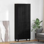 vidaXL Highboard Nástenný 2 pcs Čierny dub Kompozitné drevo