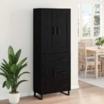 vidaXL Highboard Nástenný 2 pcs Čierny dub Kompozitné drevo – Obrázok 4