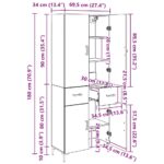 vidaXL Highboard Čierny dub 69,5 x 34 x 180 cm Kompozitné drevo – Obrázok 12
