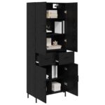 vidaXL Highboard Čierny dub 69,5 x 34 x 180 cm Kompozitné drevo – Obrázok 3
