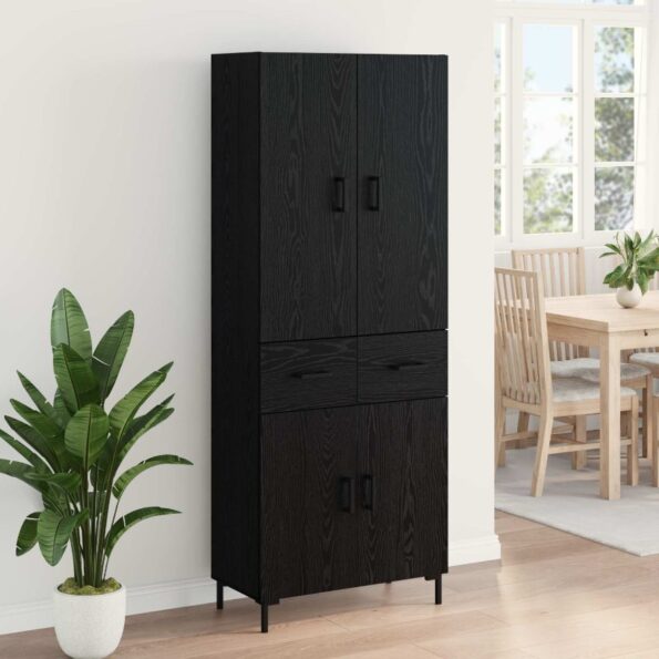 vidaXL Highboard Čierny dub 69,5 x 34 x 180 cm Kompozitné drevo – Obrázok 4