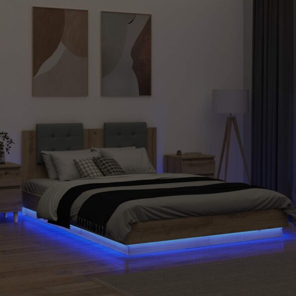 vidaXL Rám postele s čelom Remeselný dub 160 x 200 cm Kompozitné drevo – Obrázok 4