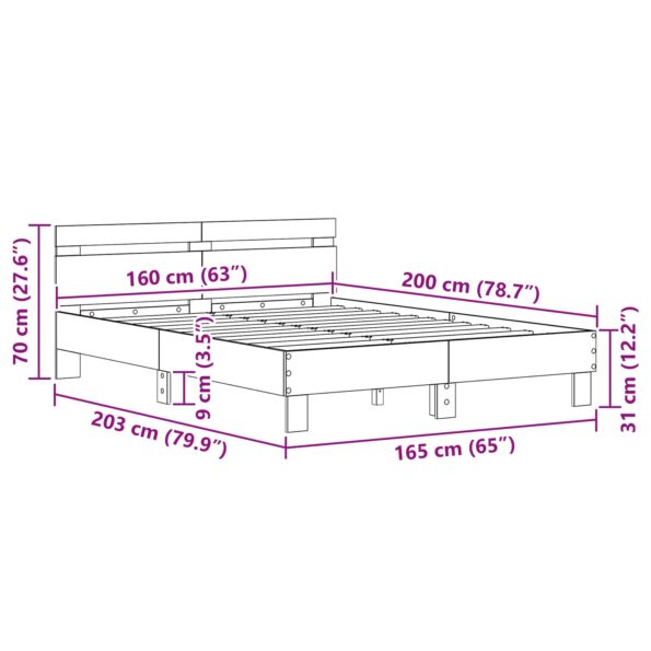 vidaXL Rám postele Čierny dub 160 x 200 cm Kompozitné drevo – Obrázok 9