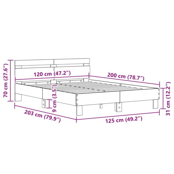 vidaXL Rám postele Staré drevo 120 x 200 cm Kompozitné drevo – Obrázok 9