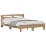 vidaXL Rám postele Remeselný dub 120 x 200 cm Kompozitné drevo – Obrázok 2