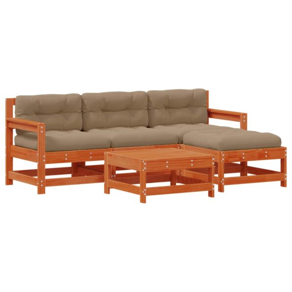 vidaXL Záhradný lounge set 5 pcs Voskovo hnedá a taupe – Obrázok 2