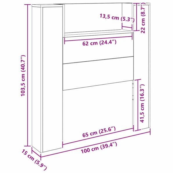vidaXL Čelo postele skrinka Remeselný dub 120 x 15 x 103.5 cm – Obrázok 12