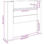 vidaXL Čelo postele skrinka s poličkou Staré drevo 120 x 15 x 103.5 cm – Obrázok 12