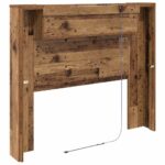 vidaXL Čelo postele skrinka s poličkou Staré drevo 120 x 15 x 103.5 cm – Obrázok 8