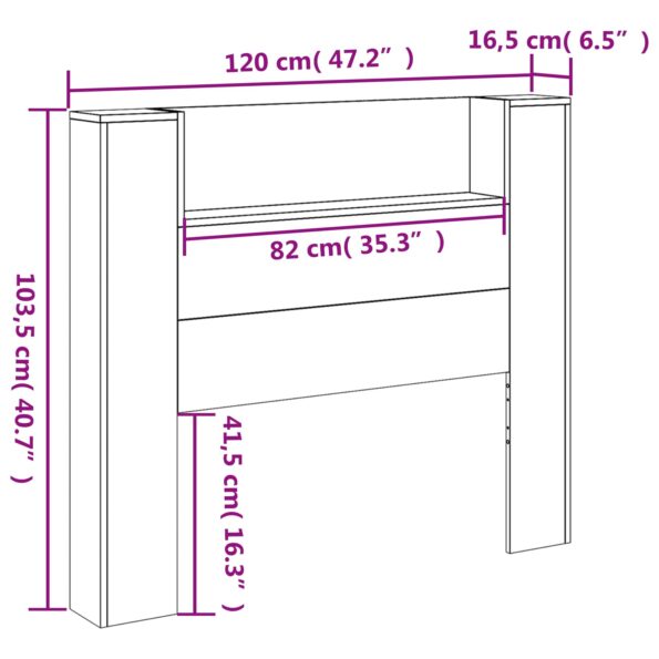 vidaXL Zadné čelo Dymová dub 120 x 16,5 x 103,5 cm Kompozitné drevo – Obrázok 13