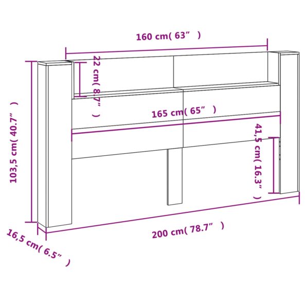 vidaXL Zadné čelo Dymová dub 200 x 16,5 x 103,5 cm Kompozitné drevo – Obrázok 13