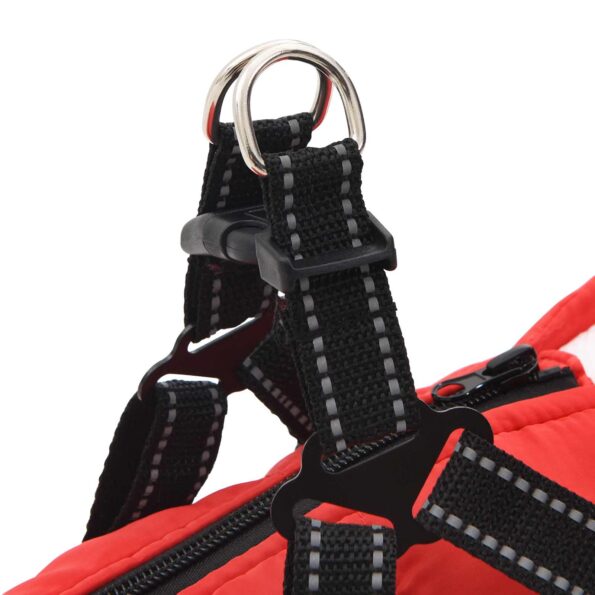 vidaXL Psí kabát s postrojom Červená XL Flís a polyester – Obrázok 8