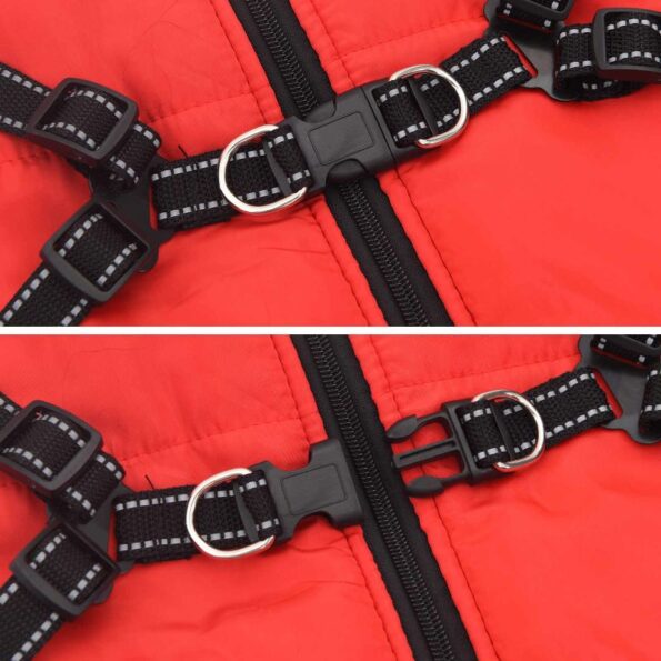 vidaXL Psí kabát Červená L68 Flís a polyester – Obrázok 6
