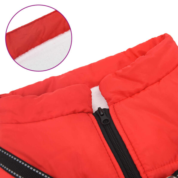 vidaXL Psí kabát Červená L68 Flís a polyester – Obrázok 7