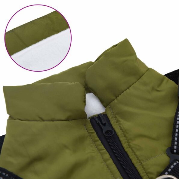 vidaXL Psí kabát Armádna zelená L28 Flís a polyester – Obrázok 7