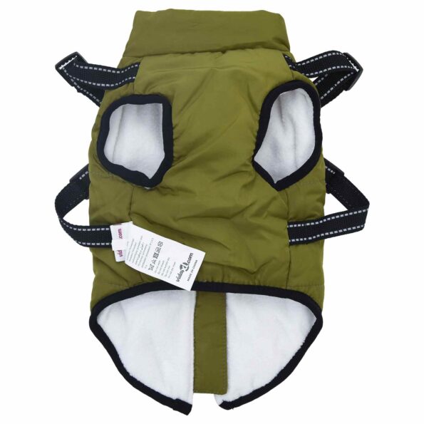 vidaXL Psí kabát s postrojom Armádna zelená L Flís a polyester – Obrázok 5